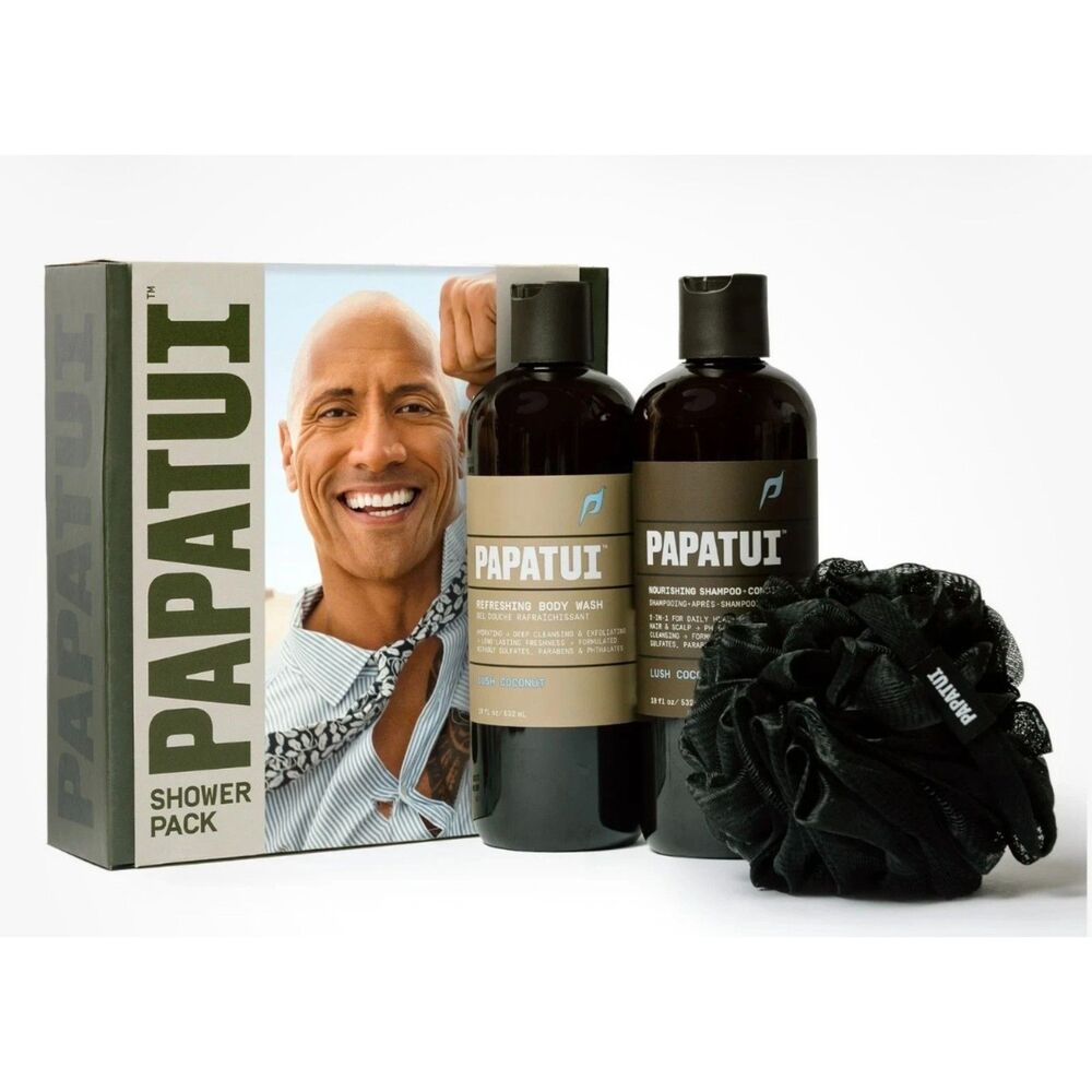 Papatui Shower Pack Lush Coconut Body Wash Shampoo Conditioner Loofah Gift Set